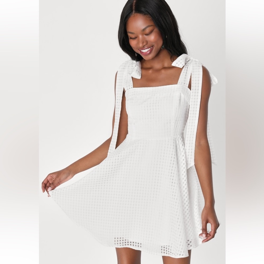 Lulus White Tie-Strap Mini Dress